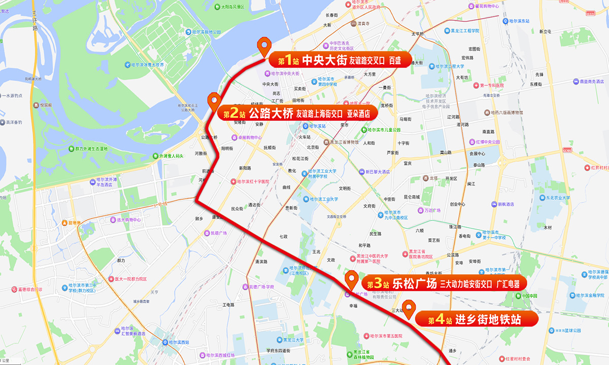 3号线：道里中央大街线路线图